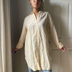 J. Crew Butter Yellow Linen Blend Button Down